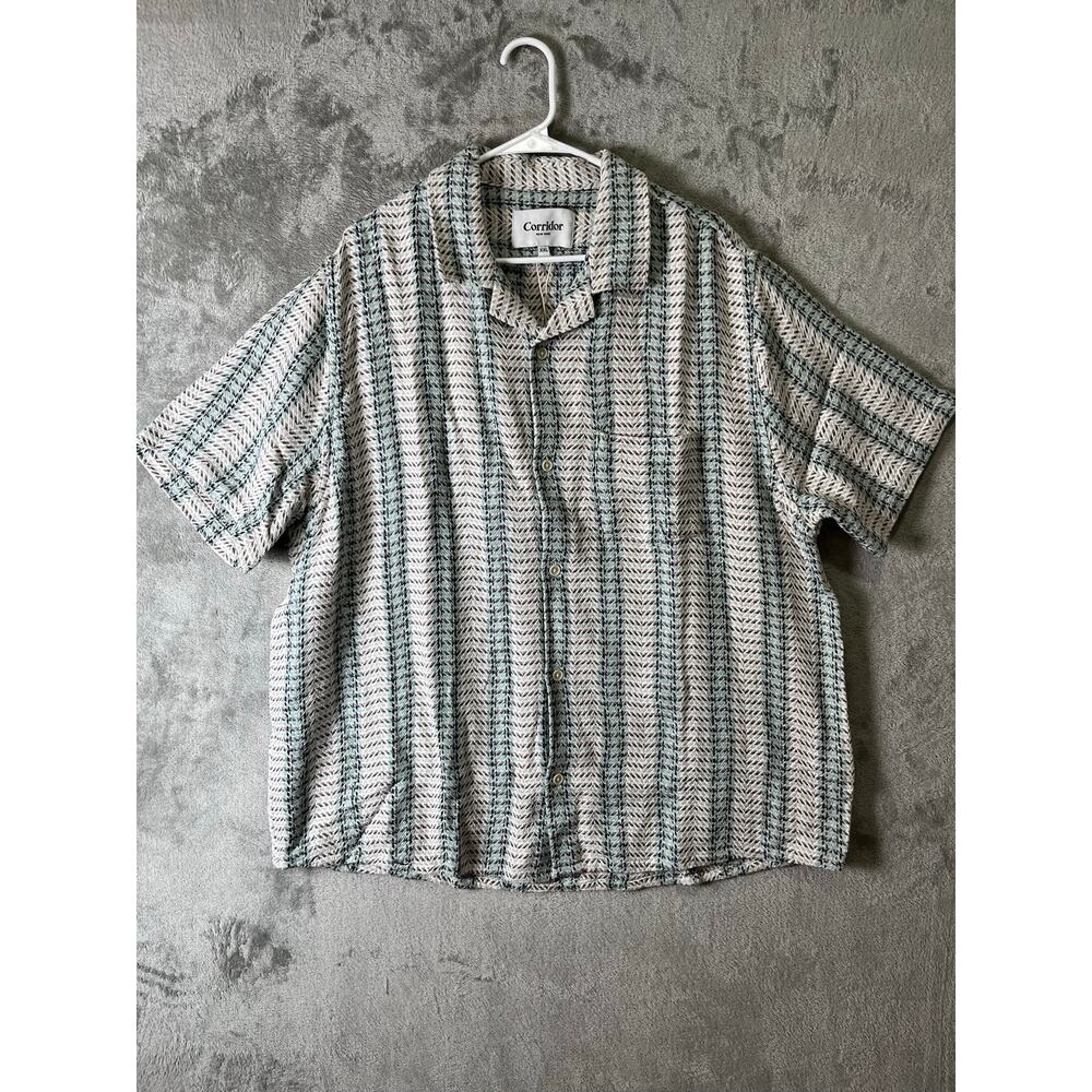 Corridor Riverside Herringbone Knit Camp Shirt‎ Coastal GrandpaCore XXL New